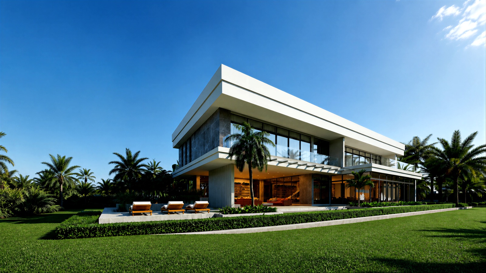 Modern Miami home at golden hour